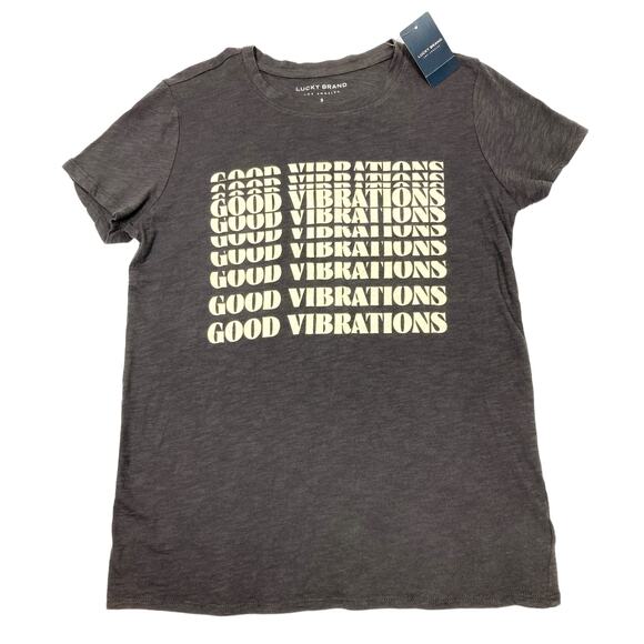NEW Lucky Brand T-Shirt Charcoal Gray Good Vibrations Graphic Size S - Picture 5 of 5